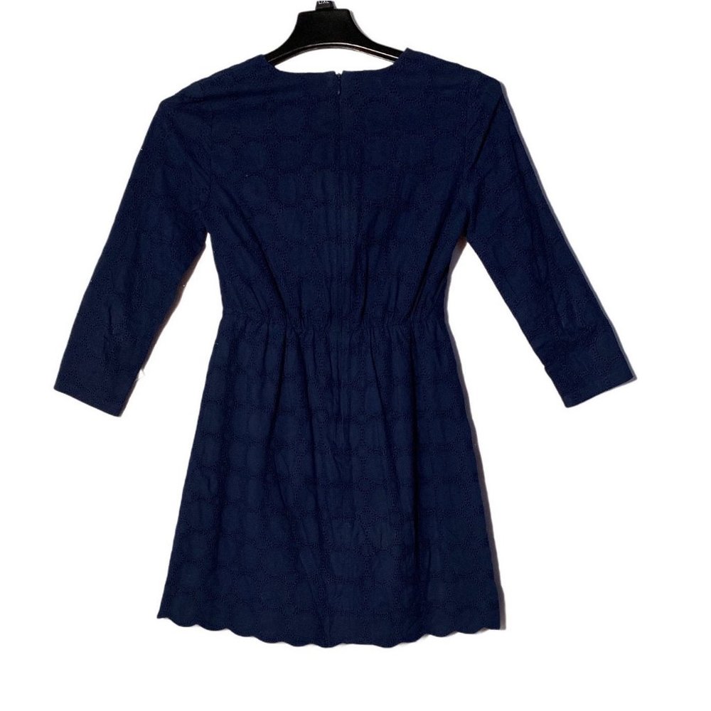 J Crew 0 Womens Dress Navy Blue 100% Cotton Pockets‎ Cute Zip Lined Flirty Work - Picture 3 of 8